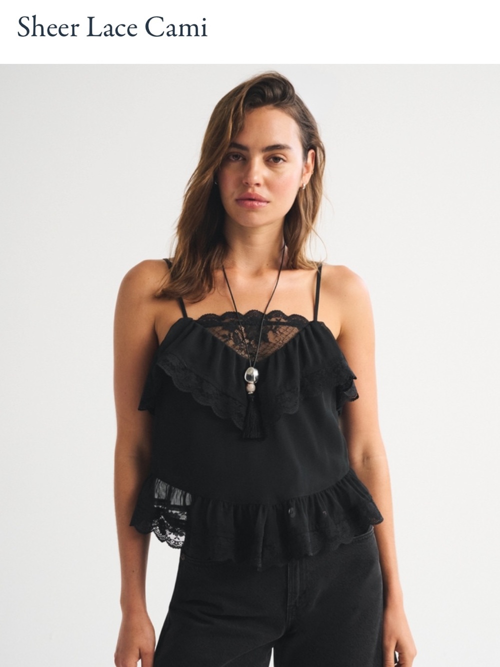 Abercrombie Black Sheer Lace Cami Large
